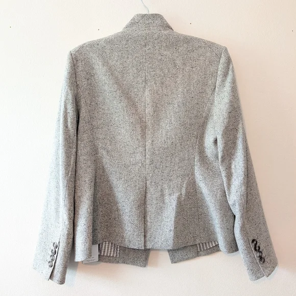 Veronica Beard 12 Farley Gray Tweed Wool Dickey Jacket Blazer Upcollar